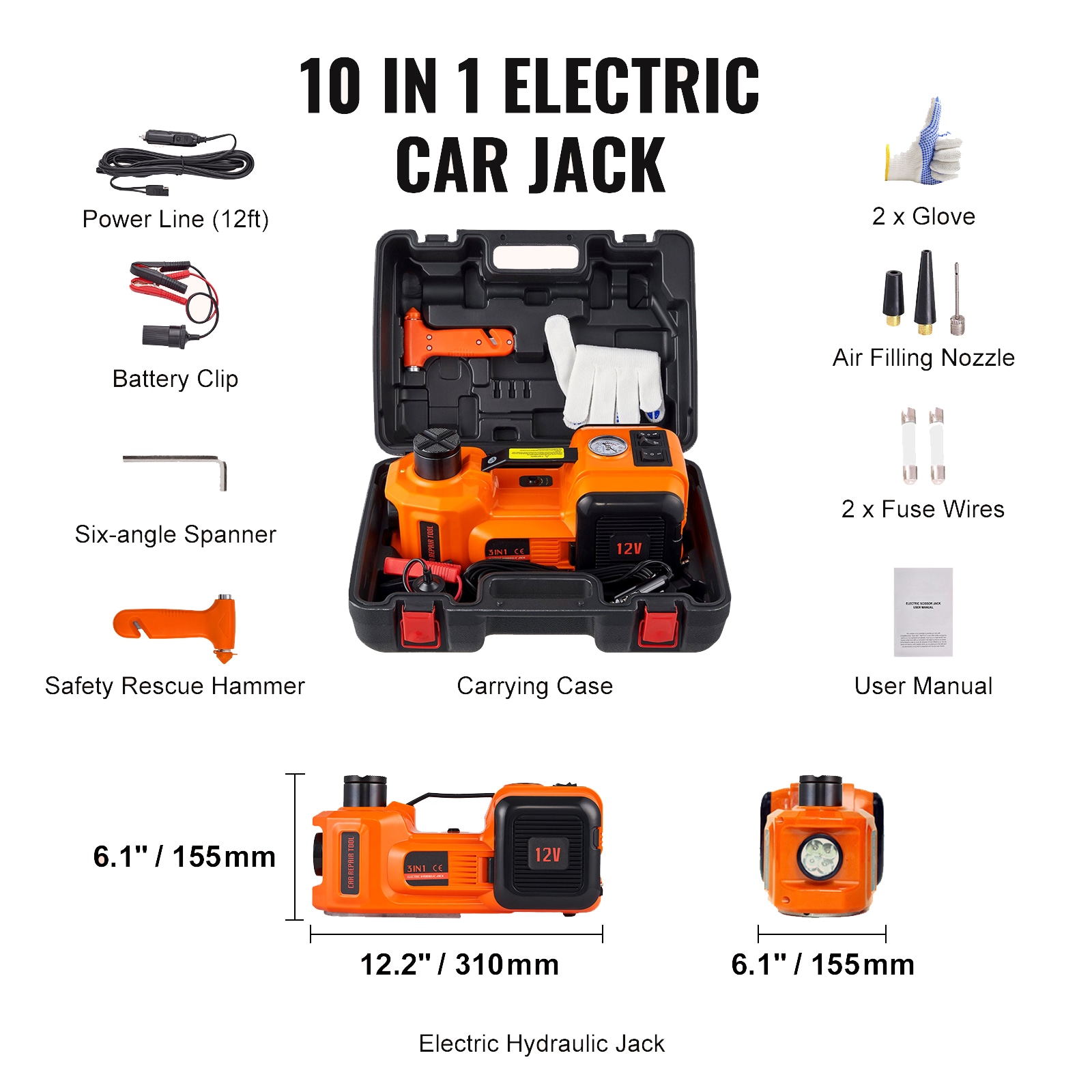 Electric Car Jack 5 Ton Hydraulic Lift With Pump And Led Light_voghion.com